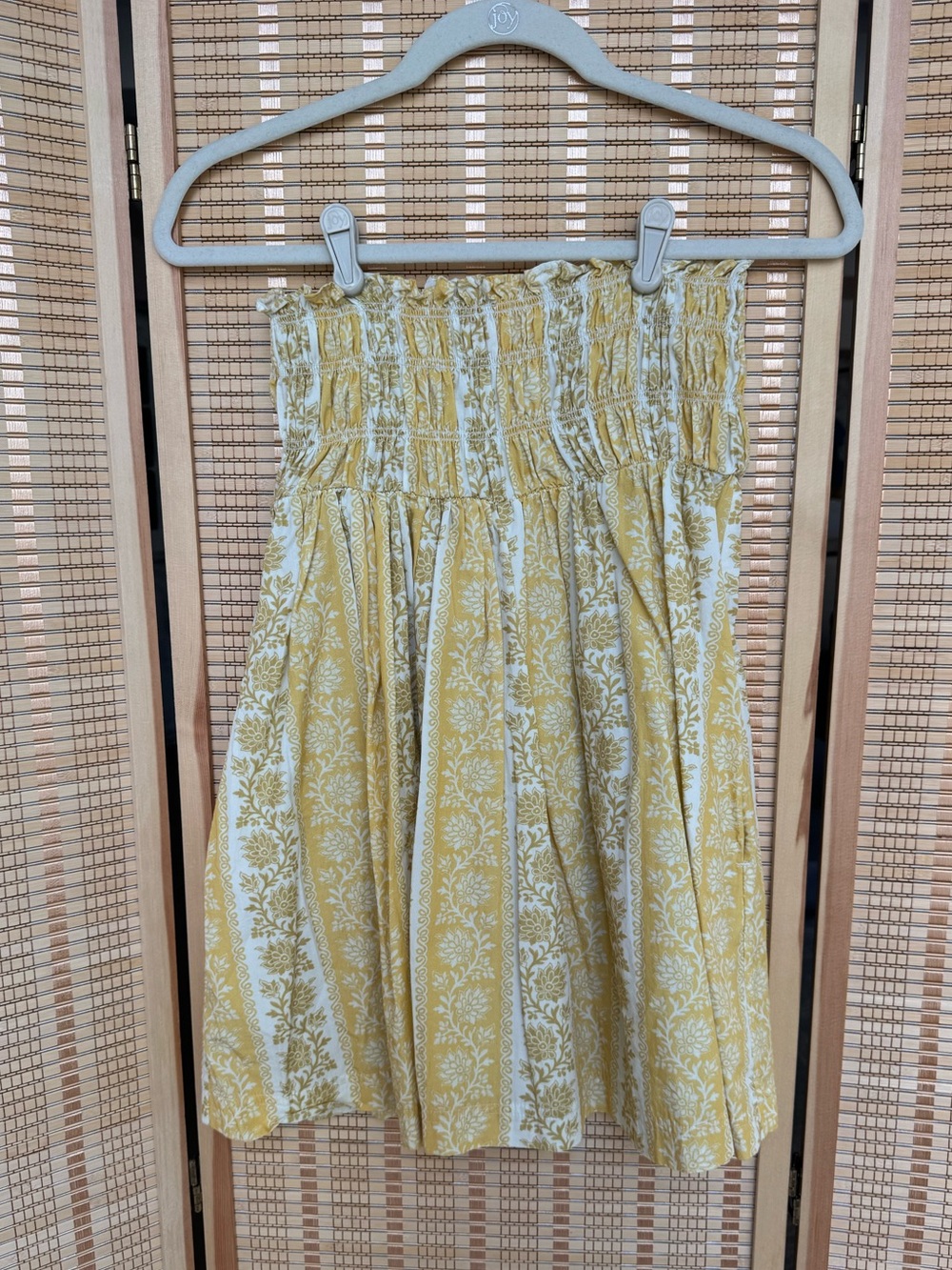 La Maregold Yellow Floral Smocked Waist Mini dress